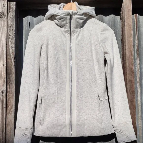 Athleta Luxe Victory Hoodie Jacket Full Zip Sweatshirt Faux Fur Lined Women XXS - Picture 4 of 10